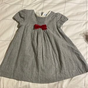 Grey wool dress with red bow size 24 months